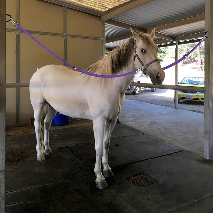 Cross Ties for Horse,Heavy Duty Nylon Trailer Tie with Strong Panic Snap and Bull Snap,Adjustable Length from 45.2" to 78.7",Professional Horse Supplies