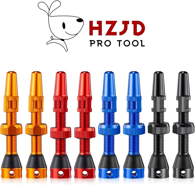 HZJD 2PCS Tubeless Valves, Orange, Alloy Presta Valve Stem, Integrated Core Removal Tool(44 mm)