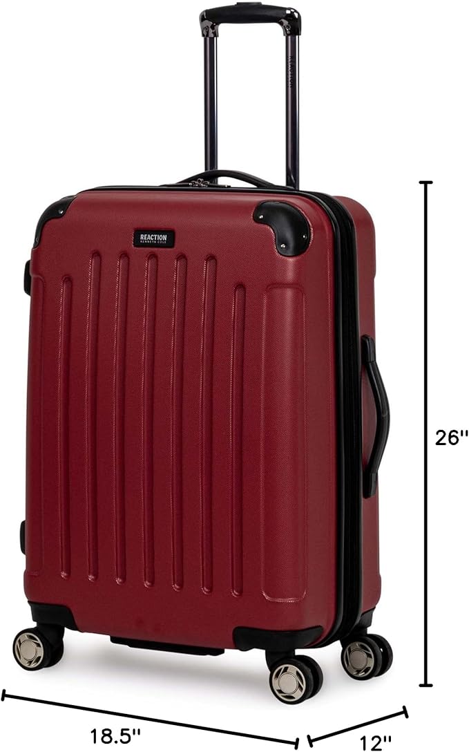 Kenneth Cole REACTION レネゲード 荷物拡張可能 8輪スピナー軽量ハードサイドスーツケース、スカーレットレッド、24インチ受託手荷物