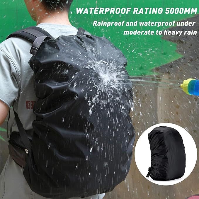 DUSLANG 17 Inch Laptop Backpack for Travel with Backpack Rain Cover College Backpack for Men Laptop Bag with USB Charging Port,Black