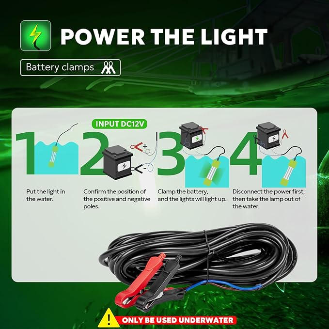 SF DC 12V LED水中集魚灯 45W 70W 100W 集魚灯 5600 7000 13000lm グリーン集魚灯 ドックおよびボート用 水中IP68防水 シガーライターまたはバッテリークリップ付き
