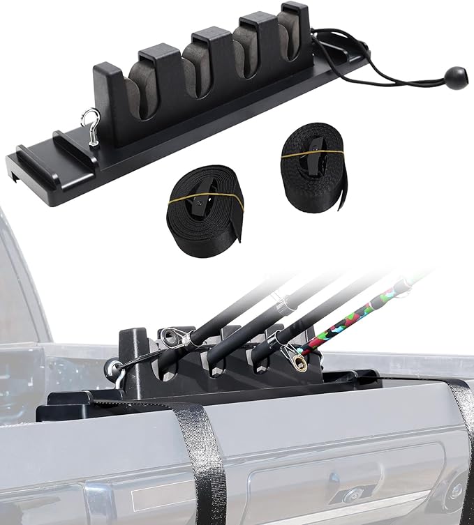 Aluminum Fishing Rod Holder for Truck Bed Holds 4 Fishing Rods, Truck Bed Fishing Rod Holder for Pickup