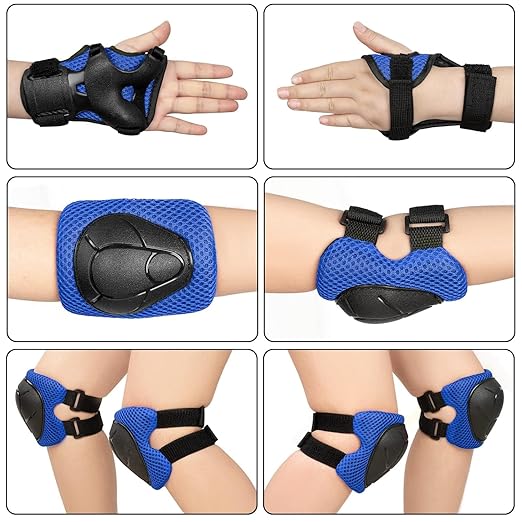 BOSONER Basic Kids Protective Gear: Kids Knee Pads and Elbow Pads with Wrist Guards Set for 3-15 Years - Design for Roller Skates, Cycling, BMX Bike, Skateboard, Inline Skating, Scooter Riding Sports