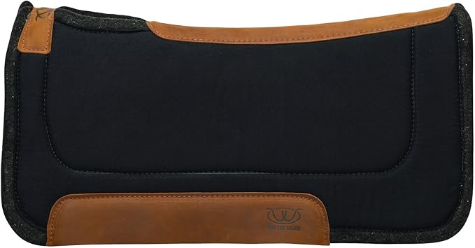 Weaver Equine 32" x 32" All Purpose Contoured Wool Blend Felt Horse Saddle Pad, Shock Absorbing Protective Western Saddle Pad, Equine Supplies, Black