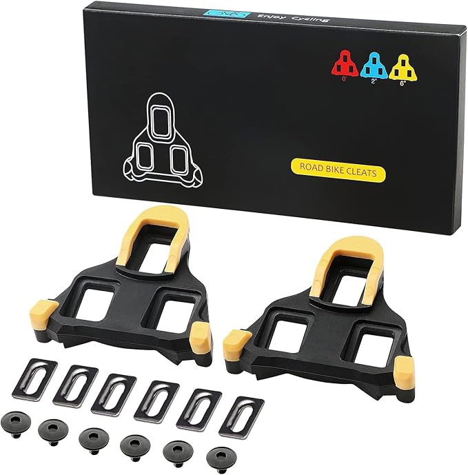 Road Bike Cleats Compatible with Shimano SPD-SL Pedals, Self-Locking Cleats for Outdoor Road & Indoor Cycling Shoes, 3-Hole Replacement Cleats for SH10/SH11/SH12 System