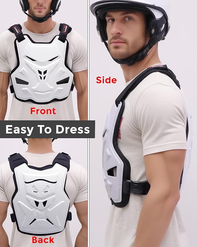 StarknightMT Motorcycle Chest Armor Lightweight Adult Men Motocross Chest Protector, Adjustable Body Armor Vest for Motocross Riding Road Racing Cycling Skiing Skating Easy-wear Chest Guard