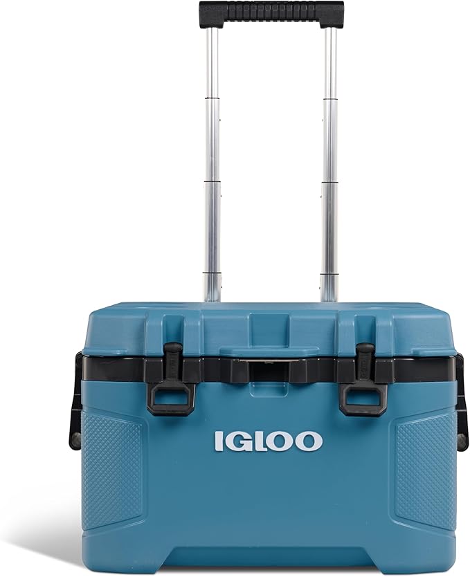 Igloo Trailmate 52Qt ホイールクーラー、断熱ハードシェルアイスチェスト、モダンブルー