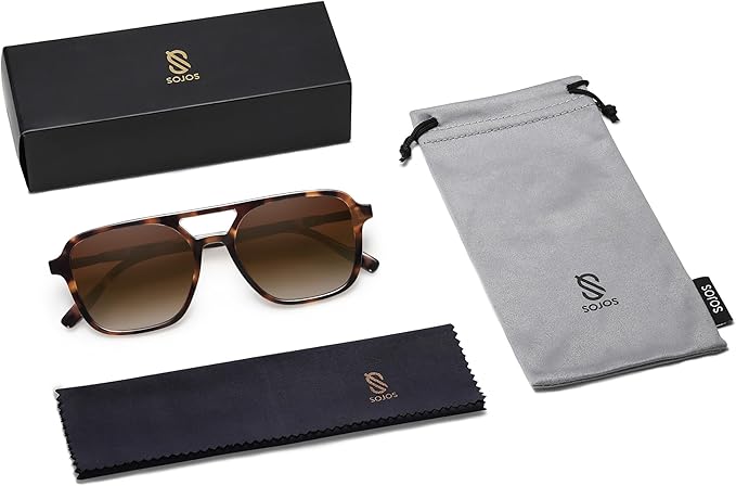 SOJOS レトロ アビエイター サングラス レディース メンズ トレンディ 長方形 レディース メンズ シェード サングラス SJ2202