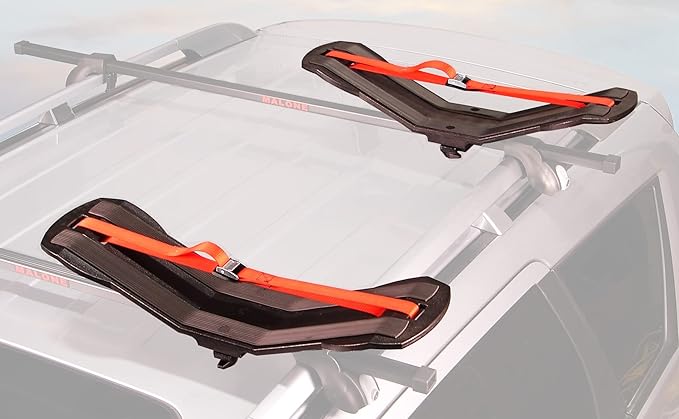 Malone SeaWing Saddle Style Universal Car Roof Rack Kayak Carrier with Bow & Stern Tie-Downs – 70 lb Capacity, V-Style Cradles, No-Tool Install, Jawz Mount, Corrosion-Resistant Nylon