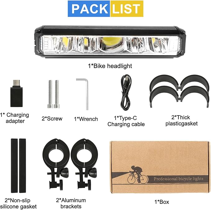 Bike Lights, 17 LED 4800 Lumen Bicycle Light with 4 Modes, 10000mAh USB Rechargeable Bike Light, Bike Headlight with Digital Power Display, Wide Beam Bike Lights for Night Riding