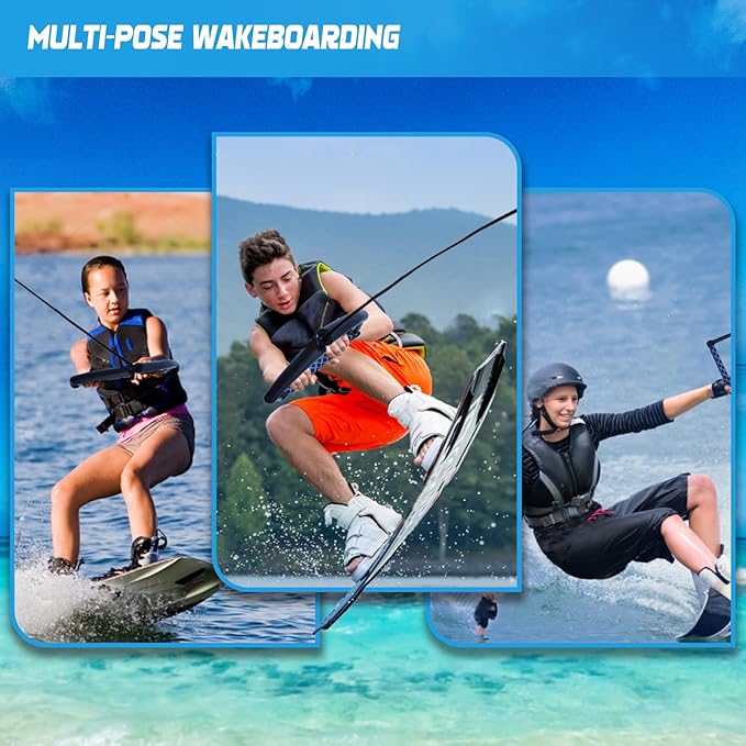 75FT Wakeboard Rope and Handle, No Stretch Dyneema Wakeboard Tow Rope, 4 Sections Floating Water Ski Ropes for Wakeboarding, Waterskiing, Kneeboarding and Wakesurfing