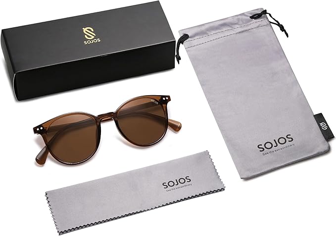 SOJOS 小さめ 丸型 クラシック 偏光サングラス レディース メンズ ヴィンテージスタイル UV400レンズ MAY SJ2113