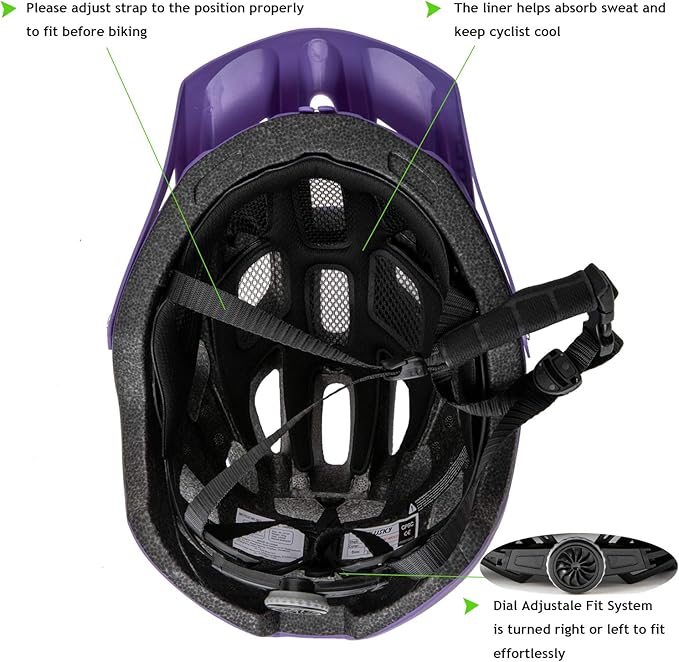 Exclusky Bike Helmet Mountain Bike Helmet for Adults Lightweight MTB Cycling Helmet for Men Women Adjustable Bicycle Helmet with Visor