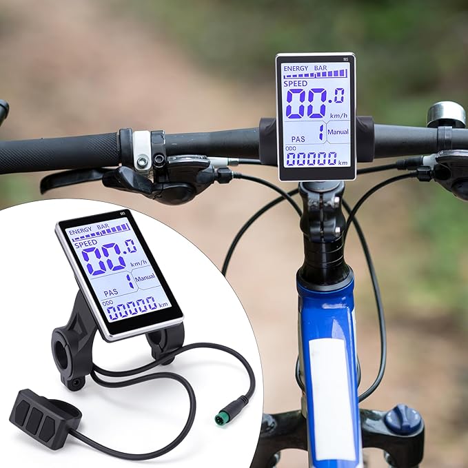 Bike Display LCD 5 Pin M5 Control Panel Bike Screen 24V 36V 48V 60V Universal Scooters Electric Meter Panel Bikes 22.2 31.8mm Handlebars Display to Enrich Cycling Journey (No. 2 Protocol)