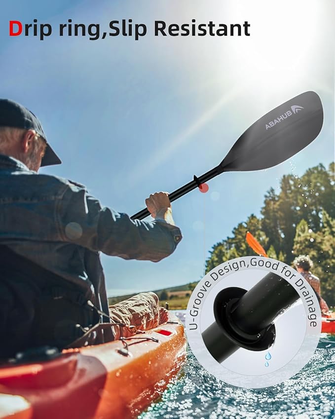 Abahub 調整可能カヤックパドル 210-230 cm/ 230-250 cm フローティングカヤックオール ボートオール カヌーオール ブラック