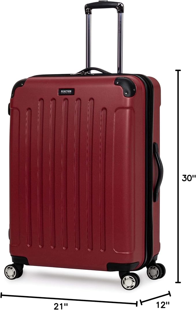 Kenneth Cole REACTION Renegade Luggage 拡張可能 8輪スピナー 軽量 ハードサイド スーツケース スカーレットレッド 28インチ チェック済み