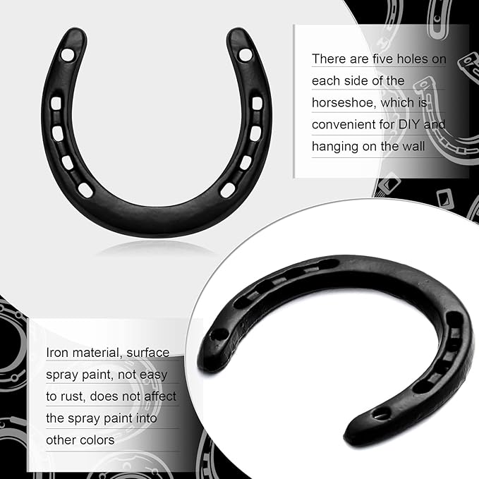 Shimeyao 40 Pcs Horseshoe Bulk Cast Iron 4.5 x 4.3 Inch Horseshoes for Adults Wall Hung Good Luck Handmade Decorations Horse Theme Party Wedding Birthday Supplies (Black)