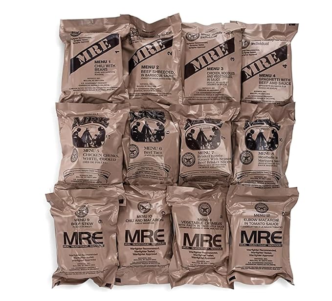 Wornick MRE Meals Ready to Eat, Emergency Food Supply, Survival Camping Outdoor 12 Pack Inspection 2025, 2026 or Better (1 Meal (Random), 1, Count)