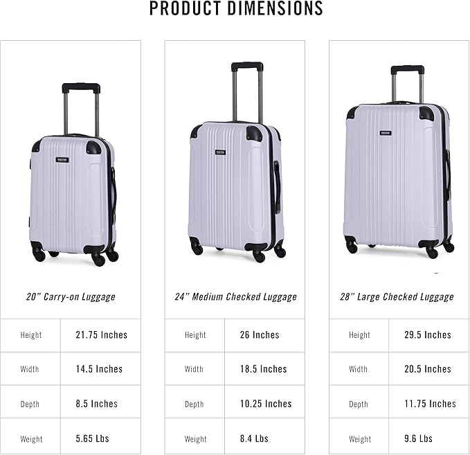 Kenneth Cole REACTION Out of Bounds Lightweight Hardshell 4-Wheel Spinner Luggage, Lavender, 28-Inch Carry On