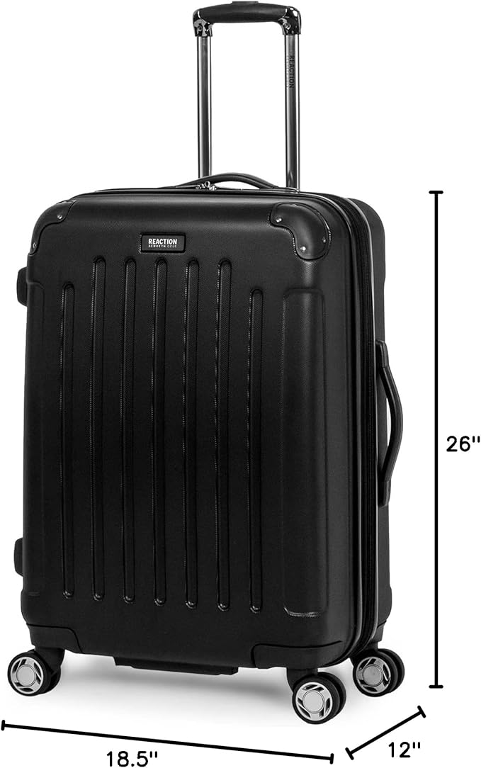 Kenneth Cole REACTION Renegade Luggage 拡張可能 8輪スピナー 軽量 ハードサイド スーツケース、ブラック、24インチ チェックイン