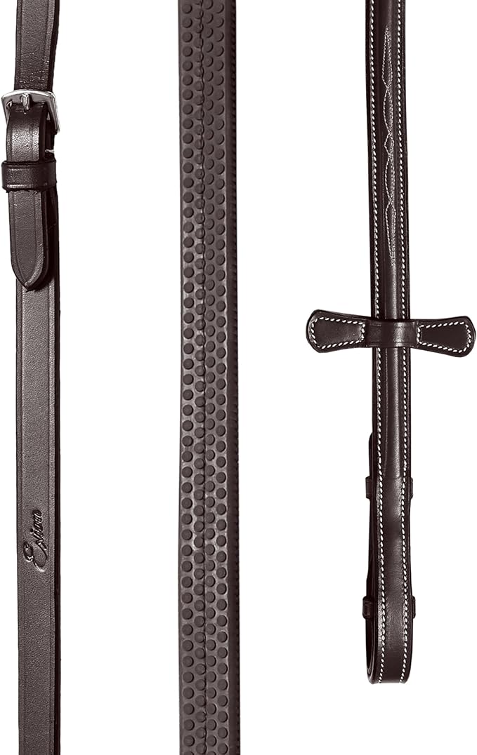 Exion Nova Hackamore Bridle – Anatomical Bitless Horse Bridle with Rubber Reins – Padded Anti-Pressure Crownpiece – Vegetable-Tanned Leather Bitless Bridle for Jumping & Training