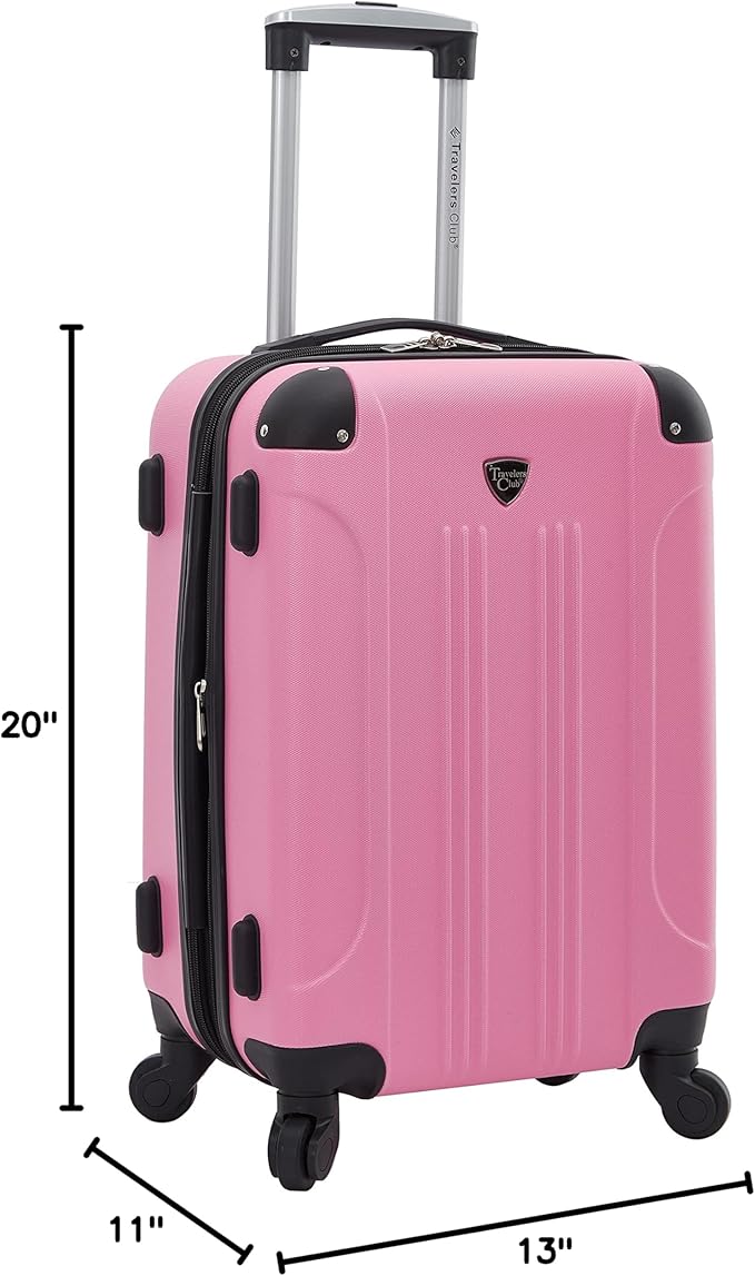 Travelers Club シカゴ ハードサイド 拡張可能スピナーラゲージ ホットピンク 20インチ機内持ち込み HS-20720-EX-690N