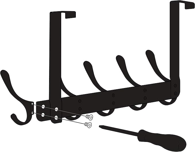 WEBI Over The Door Hook 5 Coat Hooks,Over The Door Towel Rack,Door Hanger Over Door Coat Rack for Hanging Towels,Clothes,Bathroom,Chrome,2 Packs