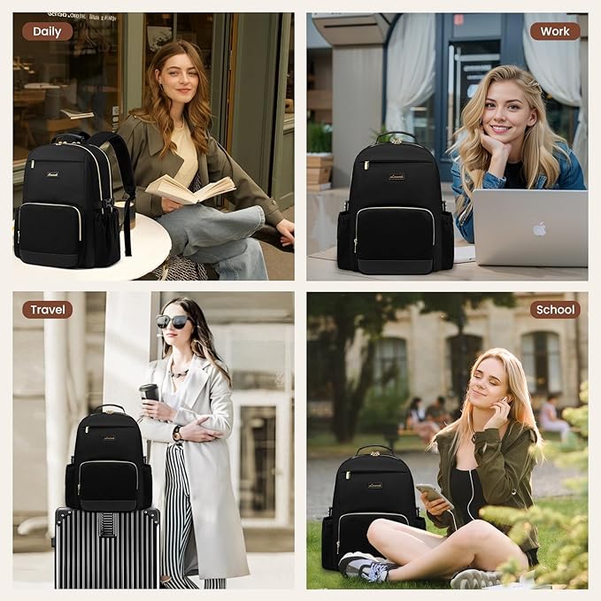 LOVEVOOK Laptop Backpack for Women with Pouch Pocket for Large Capacity Cup,17 Inch Laptop Computer Bag Travel Backpack Purse,Waterproof Work Business Backpack College Teacher Bags,Dark Purple
