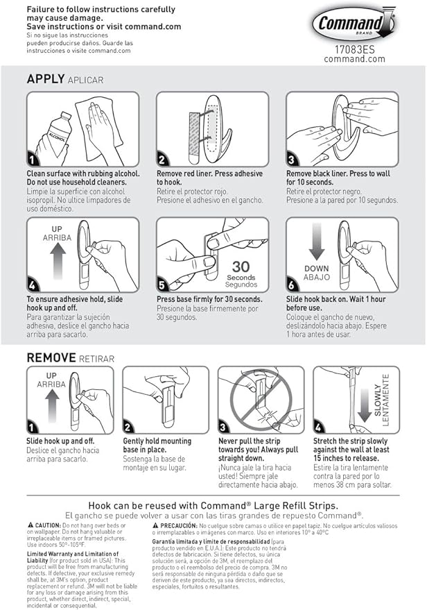 Command Large Designer Hook, Holds up to 5 lb, 1 Wall Hook with 2 Command Strips, Brushed Nickel Color, Damage Free Hanging Hooks for Hanging Decorations in Living Spaces