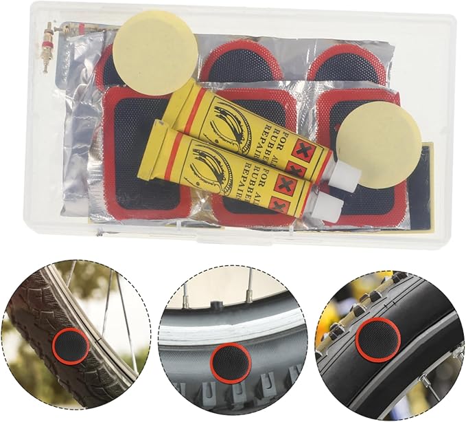 HANABASS Bicycle Tire Repair Kit Tire Levers Portable Bike Tube Patch Set No Glue Required 1-Piece Tool for Fast Repairs Suitable for Cyclists