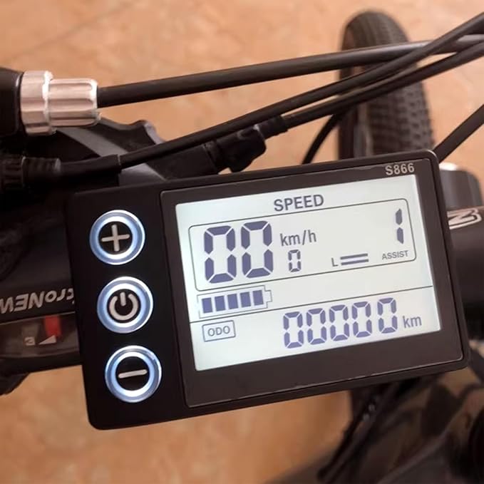 S866 Electric Bicycle LCD Display Meter, 24V 36V 48V Ebike LCD Display Control Panel Wireless Bicycle Speedometer Odometer for Electric Scooter Electric Bike Modification