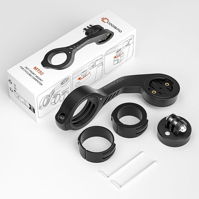 CooSpo Bike Computer Out Front Mount MT5S, Compatible with Garmin and GoPro, Bike Computer Mount Adapter for Handlebar 25.4mm/31.8mm