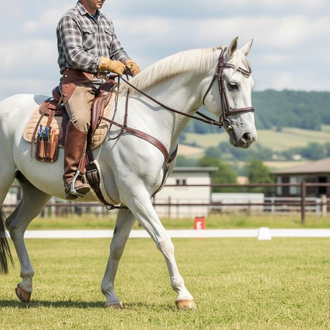 Equine Care Leather English Horse Bridle with Reins, Full Size, Choice of Browband Style, Padded Crown & Cavesson Noseband, Stainless Steel Hardware, Hunter Show Bridle.