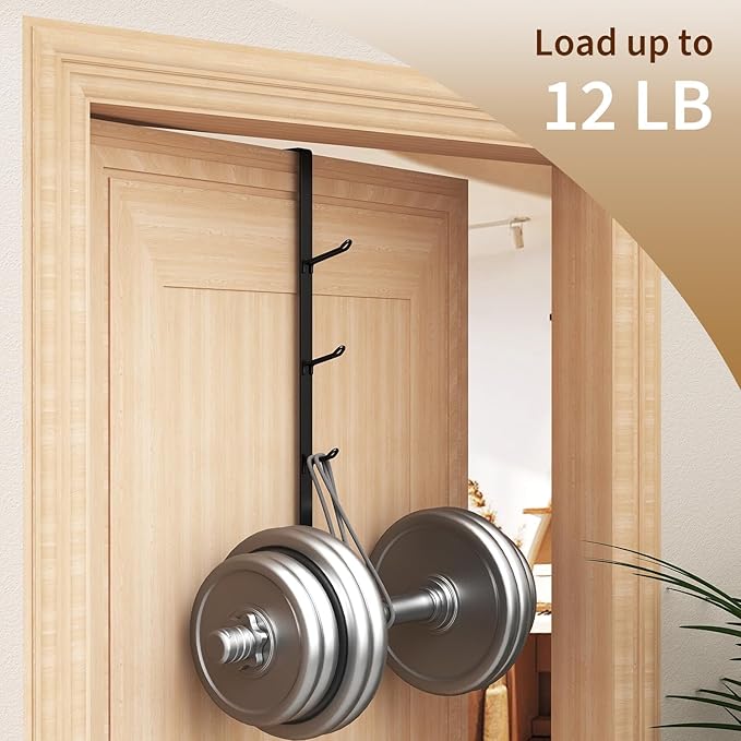 niffgaff Door Hooks Towel Hanger: Black Heavy Duty Over Door Coat Hanger for Bathroom,Bedroom,4 PCS,for 1.7'' Doors