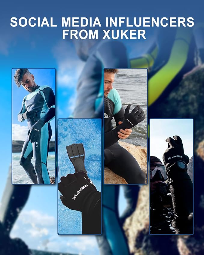 XUKER ウォーターグローブ、3mm & 5mm ネオプレン 5本指 保温 ウェットスーツ 冬用グローブ スキューバダイビング シュノーケリング サーフィン