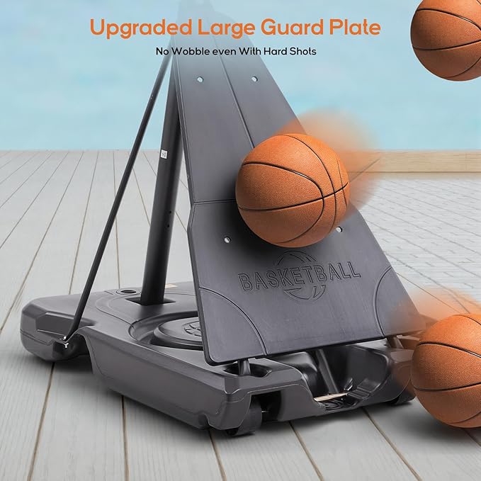 Portable Basketball Hoop Outdoor, Adjustable Basketball Hoops Goal System Shatterproof Backboard, Shock Absorbent Rim, Fillable Base for Swimming Pool/Backyard/Driveway
