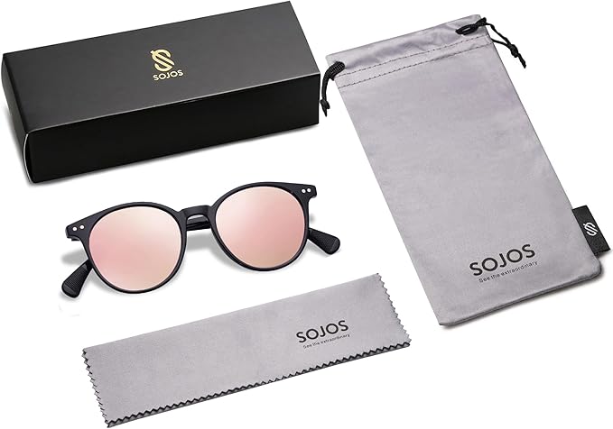 SOJOS 小さめ 丸型 クラシック 偏光サングラス レディース メンズ ヴィンテージスタイル UV400レンズ MAY SJ2113