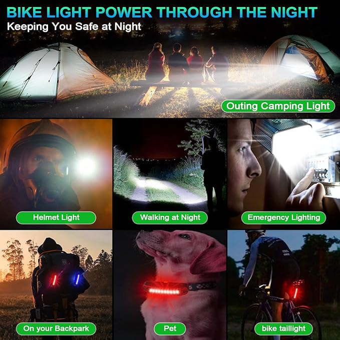 2026 Upgrade 6800Lumen Bike Light for Night Riding,Super Bright 6 LED Headlight,Aluminum 10 Mode Rechargeable Bicycle Light Front and Rear,360°Rotatable Brackt,Waterproof,Runtime 72 hr,Road Shockproof