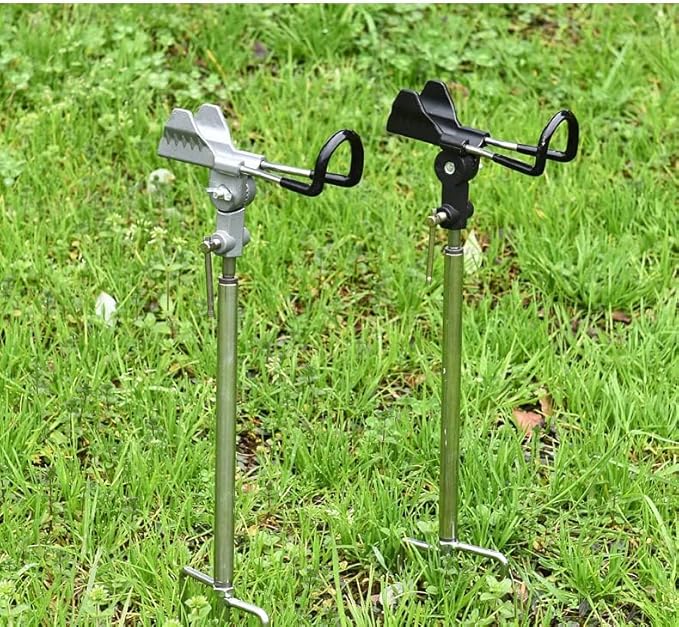 Stedan 2 Pack Fishing Rod Holders, Ground Fishing Rod Pole Brackets, 360 ° Adjustable & Detachable Easy to Carry Folding Fishing Equipment on Lakes, Rivers