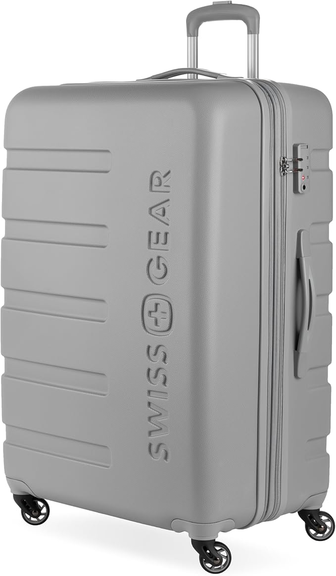 SwissGear 7366 シグネチャー ハードサイド 拡張可能ラゲージ スピナーホイール、TSAロック付き、グレー、預け入れ手荷物用(大型27インチ)