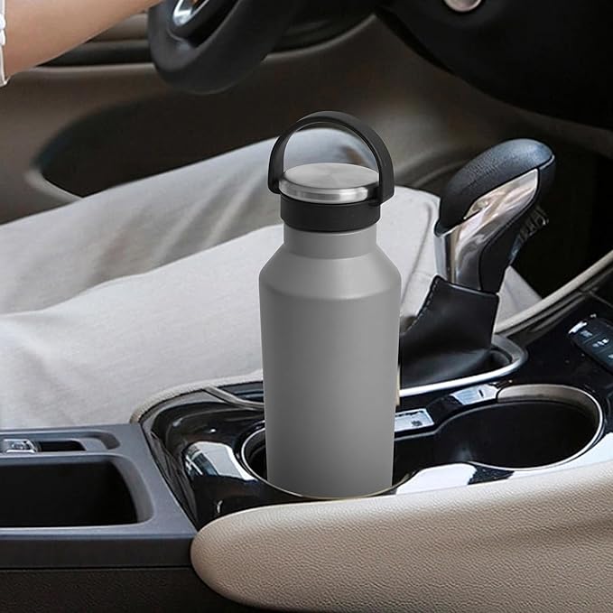 TYESO Stainless Steel Vacuum Insulated Water Bottle, Insulated Water Bottle with Soft Silicone Carry Handle (BLACK, 25 OZ)