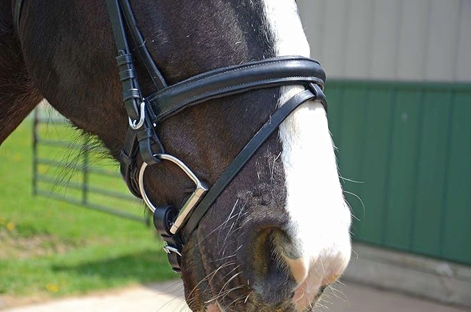 Derby Originals Black Leather Dressage Crank Horse Bridle with Flash and Rubber reins St. Steel Hardware with 1 Year Warranty. for Daily use. (Black, Full Horse (Large))
