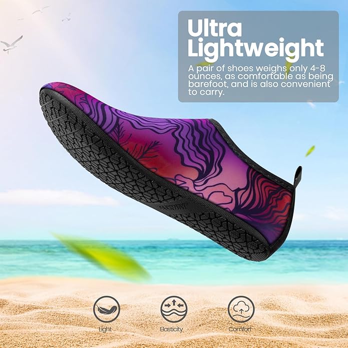 SEEKWAY Water Shoes Women Men Adult Quick-Dry Aqua Socks Barefoot Non Slip for Beach Swim River Pool Lake surf Black SK002(U)