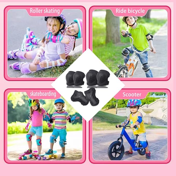 Knee Pads for Kids, Knee Pads and Elbow Pads Set Toddler 3-10 Years Protective Gear Set for Girls Boys with Wrist Guards for Skating Cycling Bike Rollerblading Scooter