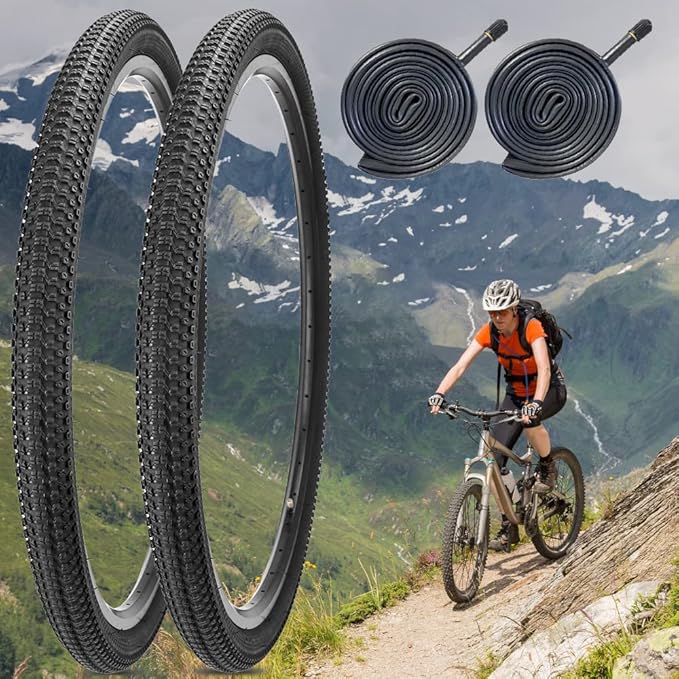 2 Pack Bike Tire 24 26 27.5 X 1.95 27.5 29 X 2.125 Inch Folding Replacement Bike Tire with Tire Levers Foldable Bead Wire Bicycle Tire for Mountain Bike