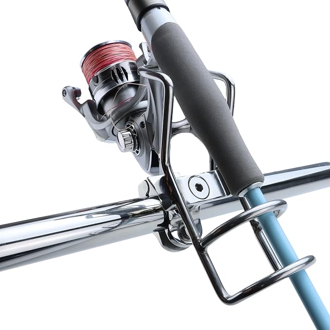 YANYUCB 釣り竿ホルダー 316ステンレススチール製 調節可能 ボート用ロッドホルダー 360°回転可能 レールマウントロッドホルダー 1インチ、1-1/4インチレール対応 頑丈なロッドホルダー 釣りボート、ヨット用 (2個パック)