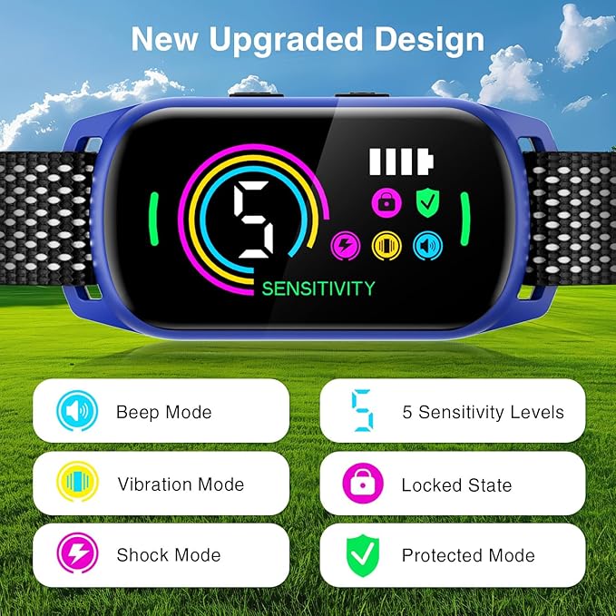 Bark Collar, 2 Pack Dog Bark Collar for Large Medium Small Dogs, Rechargeable Dog Bark Deterrent Devices, Smart Training Collar with Beep Vibration, Anti Barking Device for Dogs (Blue)
