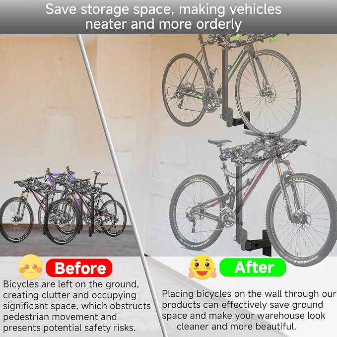 Wall Mount Bike Rack Hitch Cargo Carrier Bicycle Receiver Storage Store Hanging Garage Organizer Trailer Holder Accessories Bracket Heavy Duty Holds Max 300 Lbs Easy to Load Secure 2 inch