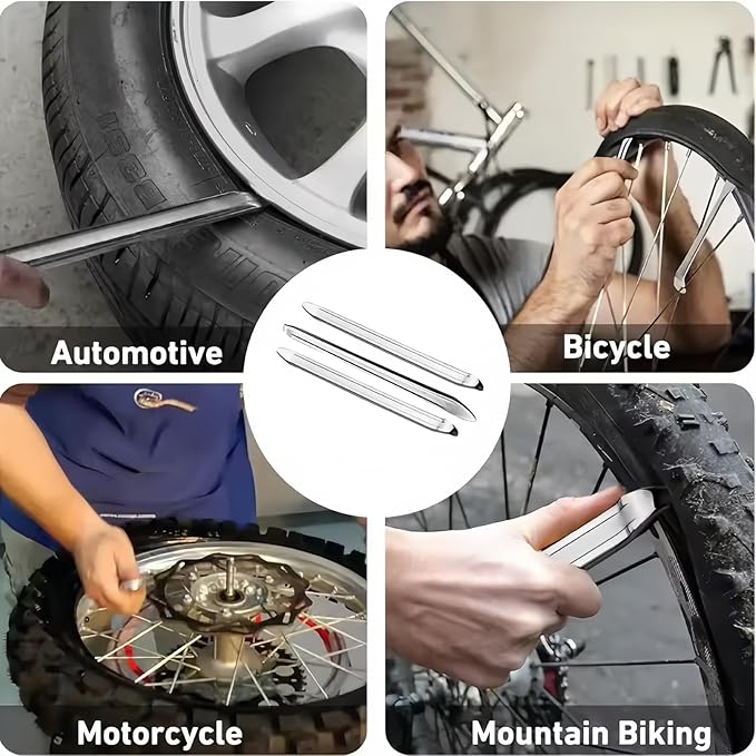 3Pcs Bike Tire Levers,Motorcycle Tire Spoons Iron Set,Remove Tool for Bike,Bike Change Changing Tool Kit Set,11Lengthen Galvanized Type Steel Repair Tube