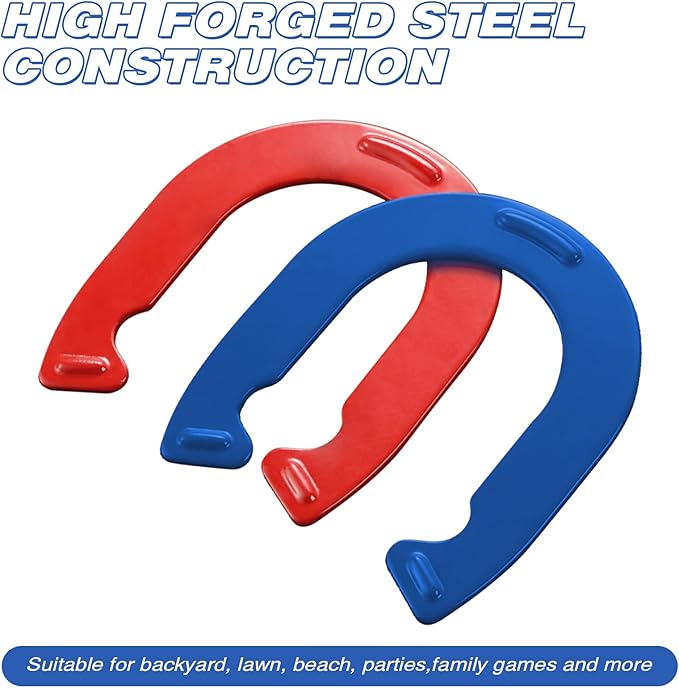 Horseshoes Outside Game, Horseshoes Outdoor Games Set Heavy Duty Steel 4 Horse Shoes & 2 Stakes, Horse Shoes Outdoor Games for Adults and Family - Ideal for Backyard, Lawn, Beach